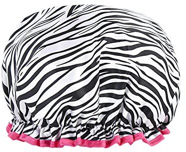 Reusable Double Thickened Shower Cap - Waterproof and Trendy Zebra Design - Perfect for Bathing and Showering - 1 Piece