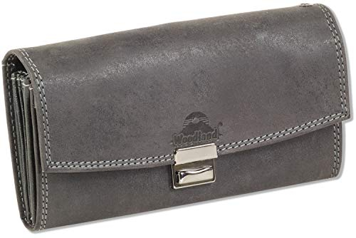 Woodland Original Kellnerbörse Speziell verstärktem Hartgeldfach Naturbelassenes weiches Büffelleder DUNKELGRAU