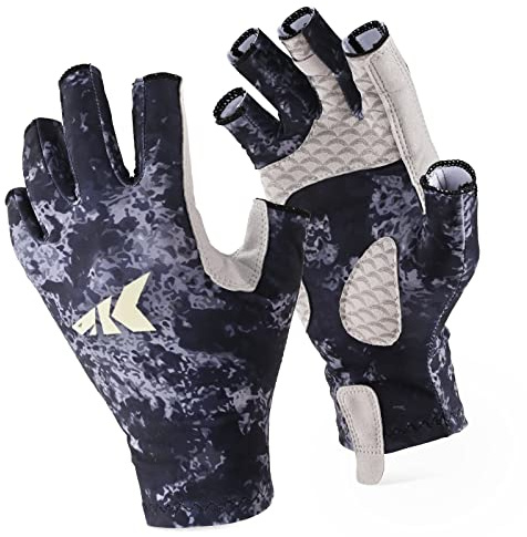 KastKing La Sal Fishing Gloves UPF50+ Sun Gloves UV Protection Fingerless Gloves Men Women for Outdoor, Kayaking, Rowing, Paddling, Canoeing, Hunting