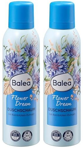 Balea 2er-Set Duschschaum Flower Dream mit Kornblüten-Extrakt, 2 x 200 ml | Milde Reinigung für den ganzen Körper, geschmeidiges Hautgefühl, blumiger Duft, sanft pflegend & verwöhnend. Limited Edition.