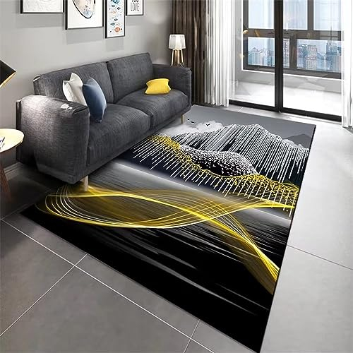 RUGMRZ Auslegware Teppichboden Luxus Wohnzimmer, modern und minimalistisch esszimmerteppiche schwarz couchtisch modern Teppich kinderzimmer Teppich Auslegware Teppichboden küchen teppiche150x210CM
