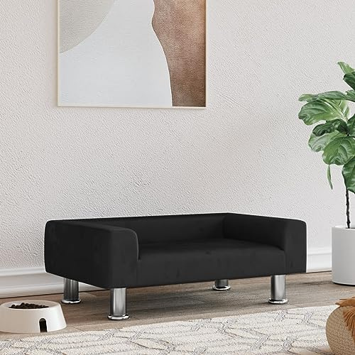 puraday Hundebett Schwarz 70x45x26,5 cm Samt Hundesofa Hundebetten Katzenbett Bequeme Haustierbett Katzensofa Stilvolles Design Kann Im Wohnzimmer Oder Schlafzimmer Platziert Werden