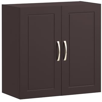 SoBuy Hängeschrank Badezimmerschrank Hängend Wandschrank mit Verstellbarem Regal Für Bad, Küche, Wohnzimmer Braun BHT ca. 60x60x30cm FRG231-BR