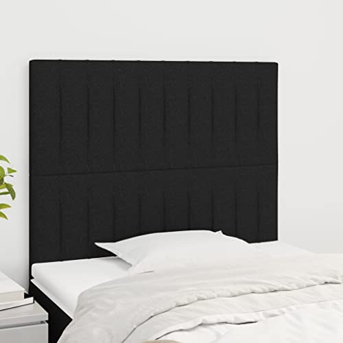 Youuihom Wandkissen Wandpaneele Gepolstert Schlafzimmer-Kopfteil Kopfteile 2 STK. Schwarz 100x5x78/88 cm Stoff Geeignet für Wohnzimmer, Schlafzimmer, Gästezimmer