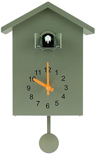Minimalistische Kuckucksuhr mit Glockenspiel und Pendel – Modernes Vogelhaus-Design, batteriebetriebene Wanduhr für Zuhause und Büro