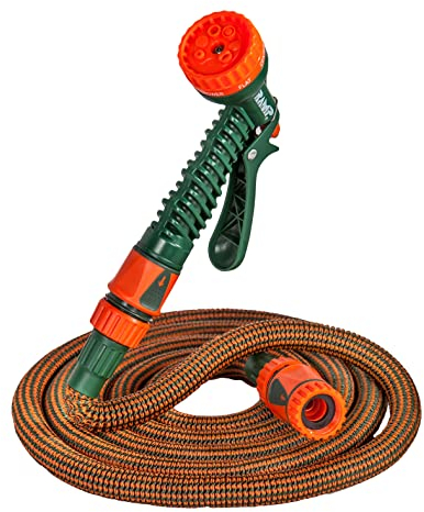 Mivos Flexibler Gartenschlauch bis zu 30m Länge - Für 1/2 und 3/4 Zoll Wasserhähne - Erweiterbarer Wasserschlauch für Bewässerung und Reinigung - Knickfreier Flexischlauch mit Gartenbrause