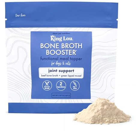 King Lou Pets - Bone Broth Booster Joint Support - Beef Broth Topper - Beef Bone Broth and Green Lipped Mussel - for Cat and Dog for Healthy Skin and Joints