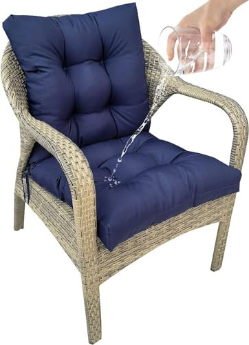uyeoco Cojines Sillas Jardin con Respaldo Bajo Exterior Impermeable | Colchoneta para Silla Exterior y Interior Sofa - Almohada para El Asiento y El Respaldo (Color : 3#, Size : 106X53CM)