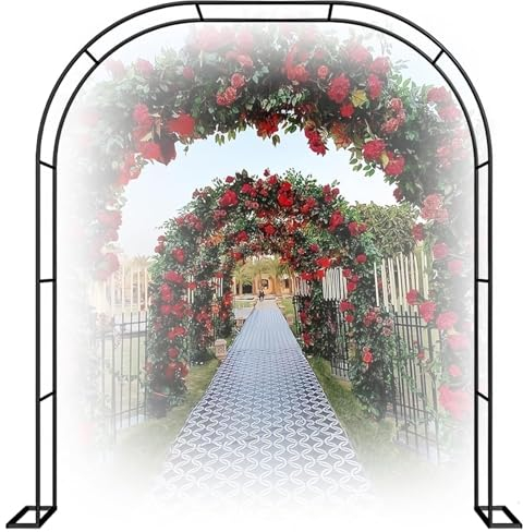 2,4 M Gartenbogen Aus Metall, Extra Breiter Gartenlauben-Torbogen, Rosenbogen Für Rosen, Kletterpflanzen-Unterstützung, Hochzeitsbogen, Extra Hoher Pergola-Spalier, Weinreben-Torbogen(Color:C,Size:180