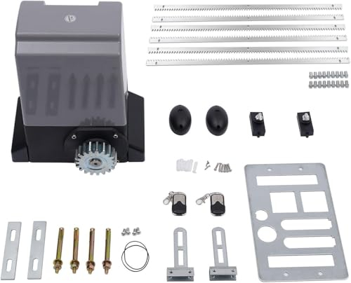 Schiebetorantrieb Toröffner Komplett Set Schiebetor Motor Torantrieb bis 600 kg mit Fernsteuerung 6 m Zahnstange Schiene