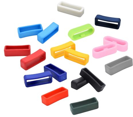 JEKUGOT 18 Pcs Watch Strap Loop, 20mm Magic Band Safety Clips, Colorful Silicone Ring Smartwatch Accessories for Smart Watch Strap Replacement