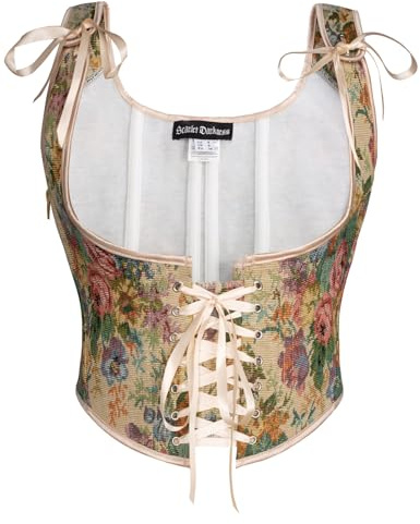 SCARLET DARKNESS Corsé renacentista para mujer con cordones en la parte delantera, ceñidor de busto inferior, corpiño floral, chaleco de corsés, 44