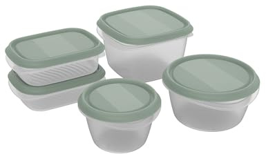 Rotho Aufbewahrungsbox Vorratsdosen mit Deckel luftdicht 5er-Set Küche | Meal Prep Boxen, Frischhaltedosen mit Deckel, geruchsdicht verschließbar, praktischer großer Griff, kältebeständig bis -20 °C