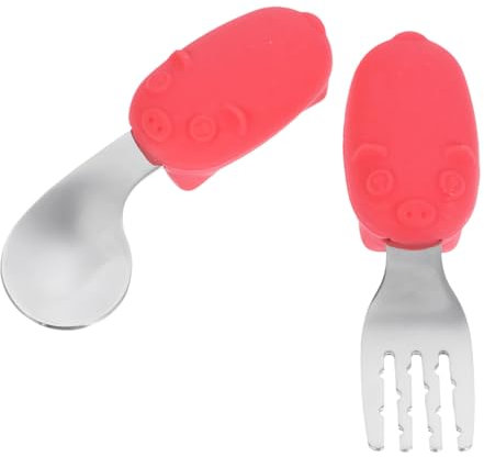 ULDIGI Edelstahl Gabel Für Junge Mädchen Ergonomischer Löffel Kochlöffel Hochwertiges Fütterungslöffel Säuglingstrainingsgeschirr Haushalts-babybesteck