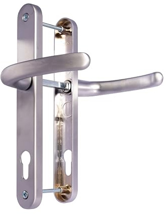 TSS UPVC Door Handle Lever/Lever 92mm PZ - 210 Screw to Screw Backplate 242x34 - White Exterior Replacement (Silver)