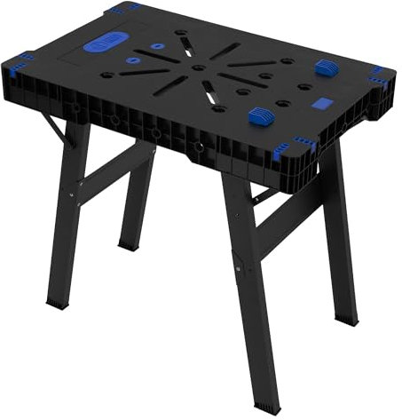 ECD Germany Banco da Lavoro Pieghevole 86x55x80 cm Tavolo da Officina Estensibile Portata Fino a 150 kg 2 Scale di Misurazione Stampate Ampia Superficie di Lavoro Banco per Officina con Gambe Metallo