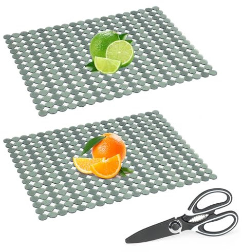 Spülbeckeneinlage 2er-Set, Spülbeckenmatte Zuschneidbar mit Schere,Spülbecken Matte für Edelstahl Keramikspülen,Spülbeckenmatte Silikon für Küchenspüle,Leicht zu Reinigen,DIY Schnitt, 15.7 x 11.8 inch