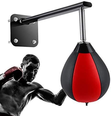 HSWOYEA Speedball mit Wandhalterung, Boxbirne mit Ständer, Boxreflexball mit verstärkter Feder, Boxball für Speedball zu Hause, im Büro und im Fitnessstudio