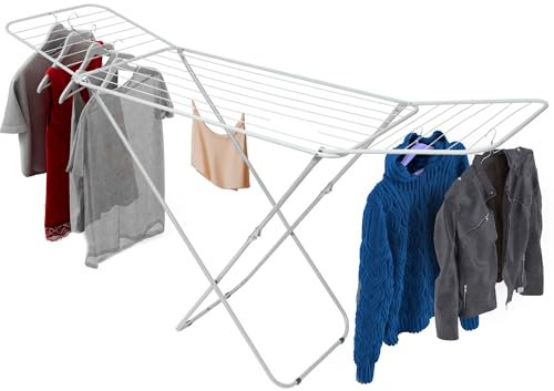 Mundo Home Tendedero Plegable Extensible 18m - Tenderetes de Ropa Plegables de Secado Rápido - Sisi Tendedero Plegable Hogar - Tendedero Secador de Ropa con Alas - Tenderete Extensible (Blanco)
