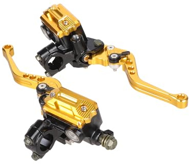 GFDSGRE Bremshebel Motorrad Universal 7/8 22mm CNC Aluminium Roller Einstellung Motorrad Master Zylinder Hebel Hydraulische Bremse Pumpe Kupplung Griff Lenker Motorrad Bremshebel(1Pair Gold B-B)