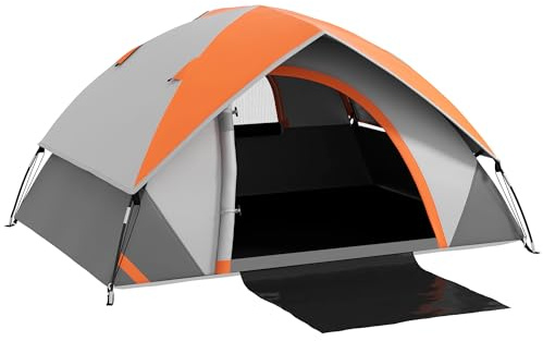 Outsunny Kuppelzelt für 2 Personen Leicht Wasserdicht Familienzelt | Mit Tür&Fenster, Packtasche, Haken, Stabil Campingzelt mit 3000mm Wassersäule, Zelt für Camping Reise Trekking Garten