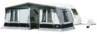 DWT aufblasbares Vorzelt für Wohnwagen - Travel Comfort Air - herausnehmbare Vorder- und Seitenwände - Ganzzelt 240 cm Tiefe - Air-In-System