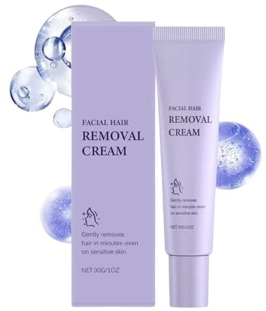 Sensitive Skin Facial Hair Removal Cream - Gentle Formula with Shea Butter & Centella, Fast Hair Remover for Upper Lip, Chin, Brows in 5 Mins, 30g,Gentle Depilatory for All Skin Types.