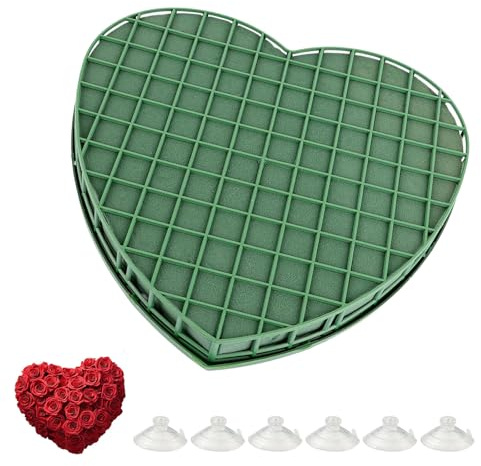 ANYUANKW 2 Piezas Espuma Floral Espuma con Forma de Corazón con Rejilla Espumas para Arreglos Florales para Decoración de Coche, Manualidades, Plantas Artificiales