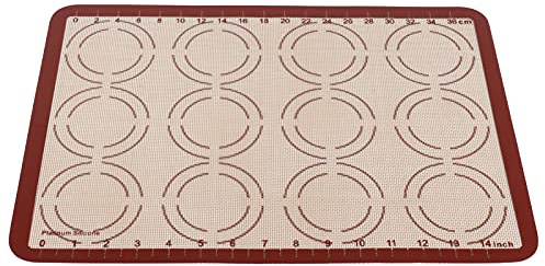 Nikou Tapis de cuisson épais en fibre de verre pour pain, fruits, dert, 42 x 29,5 cm, double cercle et échelle, fournitures de cuisine multifonctionnelles