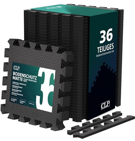 CLP Bodenschutzmatte Fitness 30x30 cm groß extra dick Set Puzzlematte, rutschfeste Schutzmatten für Pool, Fitnessraum und Boden