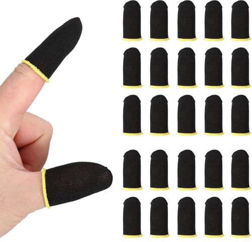 PATIKIL Controller Finger Thumb Sleeve, 40 Pezzi Guanti per Dita Gaming con Punta in Fibre d'Argento Antisudore Traspiranti per Dispositivi Touchscreen, Giallo