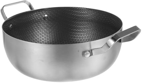 Warmhm Poêle Nid Abeille Antiadhésive Acier Inoxydable Avec Double Poignée Répartiteur De Chaleur Pour Cuisson Polyvalente Des Œufs Fruits De Mer Et Plats Sautés