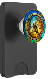 Colorful Bee Honeycomb Flowers Stained Glass Bumble Bees PopSockets PopWallet for MagSafe