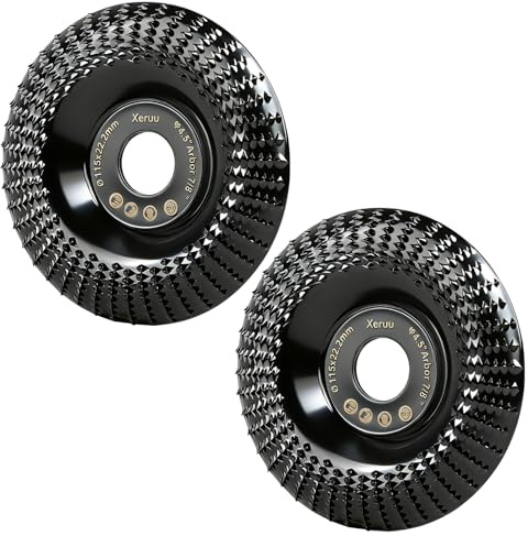 2 Pack 115mm Angle Grinder Wood Carving Disc High Carbon Steel 22.23mm Arbor with 16mm Adapter Ring Thorn Design Stump Grinder for Wood Metal Plastic Compatible with Bosch Makita DeWalt Metabo
