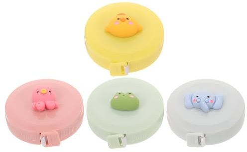 Zerodeko Mètre Ruban Télescopique Automatique Souple pour Couture, Mini Ruban Rétractable Cartoon, Outils de Mesure de Mensuration Corporelle Pratiques et Légers, Lot de 4