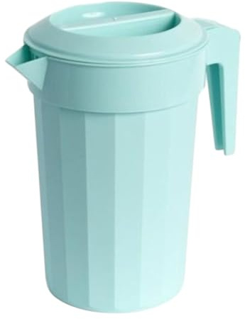 Jarra Redonda de Plástico con Tapa Dosificadora, sin BPA, 1 y 2 Litros. Apta lavavajillas. (Surtido, 2 Litros)