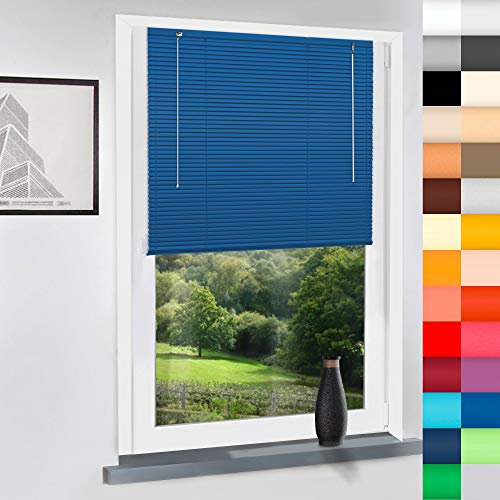 Aluminium Jalousie nach Maß, Jalousien Alu Jalousien nach maß innen Innenjalousien Maßanfertigung, für Fenster und Türen, Fenster, Klemmfix ohne Bohren (Blau, Höhe: 180cm x Breite: 160cm)
