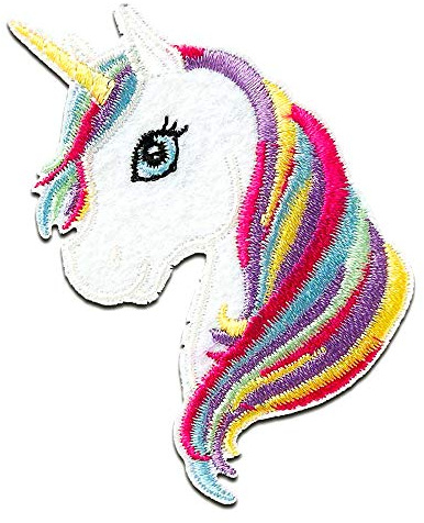 Mono-Quick Einhorn Aufnäher zum Aufbügeln Fantasy 6,9 x 4,4 cm Bügelbild für Kinder Mädchen mit Glitzer Regenbogen Prinzessin, Bastel DIY Mitbringsel Kindergeburtstag Geschenk