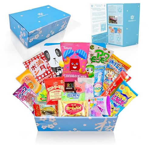 Japanese Snacks & Candy Box w/English Pamphlet 20 Pieces Dagashi, Sweets, Snacks, Candy, Gum