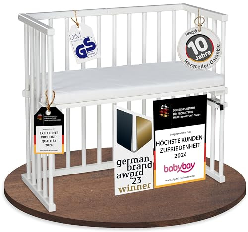 babybay Midi Beistellbett, weiß lackiert mit Matratze Classic Soft