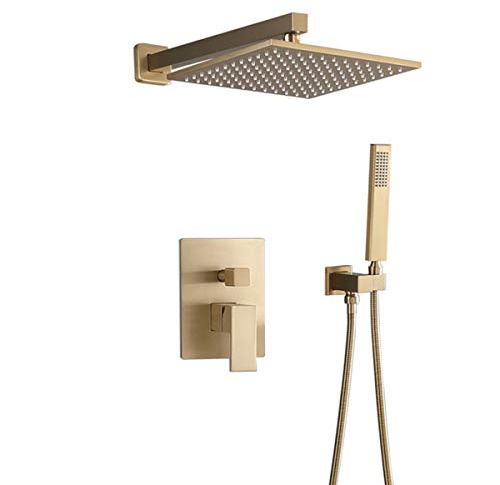 colonne douche encastrable dore anti calcaire douche economiseur d'eau, set de douche encastrecarrée douche economiseur d'eau Cuivre salle de bain, douche encastrable mur_Sans robinet