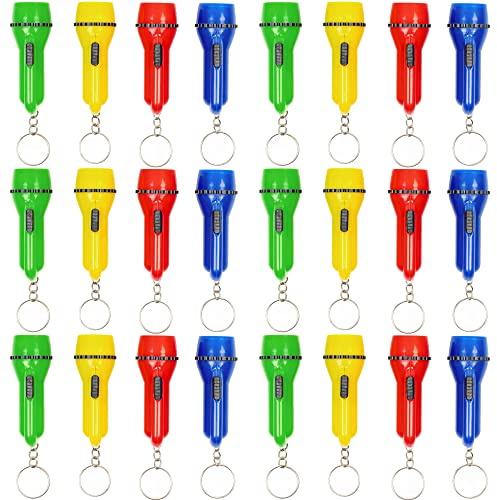 THE TWIDDLERS 24 Mini Ficklampa Nyckelringar för Barn och Vuxna - Barnkalas, Födelsedagar, Bröllop, Festgåvor, Godsaker, Godispåse, Små Presenter