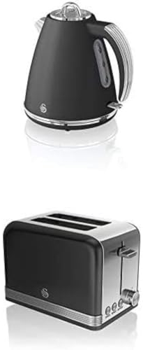 Swan Retro 1.5 Litre Jug Kettle and 2 Slice Toaster Black