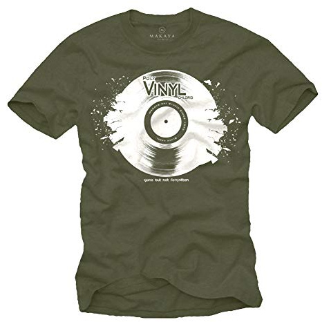 MAKAYA Gone But Not Forgotten - Maglietta Vintage Vinile Dj T-Shirt Blu Verde L
