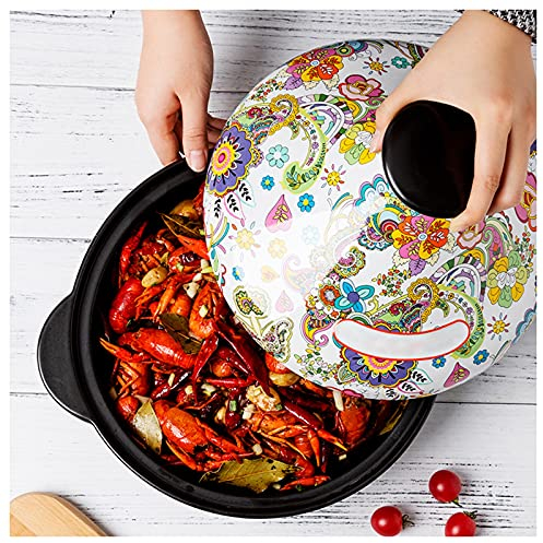 AIZYR Pot À Tajine en Céramique De 11 Pouces - Casserole À Braiser À La Vapeur avec Base en Spodumène Et Couvercle en Forme De Cône pour La Cuisson Et Le Ragoût