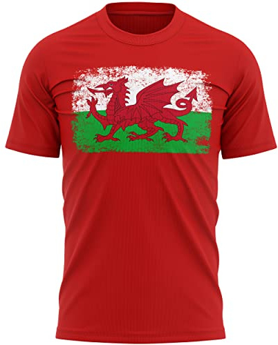 Purple Print House Wales Rugby Flag T Shirt, Cymru Gifts for Rugby Fan, Welsh Shirts for Men