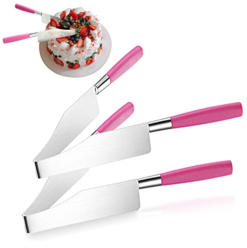 Perthlin 2 Pieces Cake Cutter Stainless Steel Adjustable Cake Knife Slicer and Cutter Server with Double Handle for Wedding Birthday Party Desserts Pastry Pizza Pie Divider Slicing Tool (Rose Red)