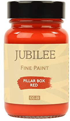 Guild Lane Jubilee Furniture Paint - Pillar Box Red 60ml - Multi-Surface Paint for Wood, Metal, Glass & More - Durable, Water-Based, Soft Sheen Finish - No Primer or Wax Needed