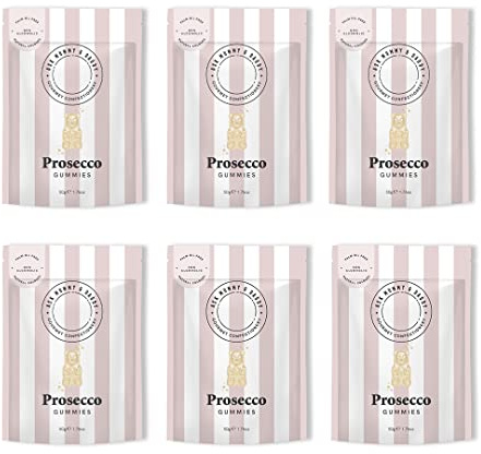 Ask Mummy & Daddy Sparkling Wine Gummy Bears 50g x 6 Pouches | Fizzy Candy Flowers | Peach, Green Apple, and Fizz Flavoured Sweets | Chewy Gourmet Jellies | Palm Oil Free and Alcohol Free