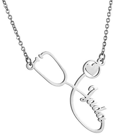 JewelryWe Schmuck Namenskette Damen Edelstahl Personalisierte Kette Halskette mit Namen Herz Schmetterling Infinity Buchstaben, Geschenk für Frauen, Freundin, Mutter, Schwester